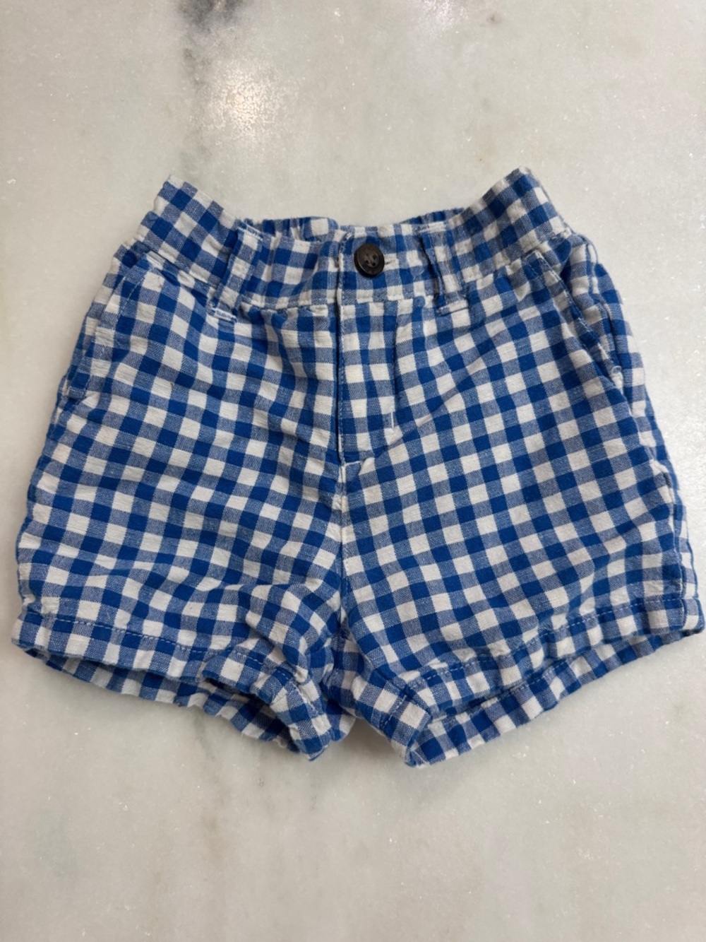 Janie and Jack Blue and White Gingham Kids Shorts